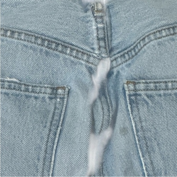 AGOLDE 90’s Crop Distressed Light Blue Denim Jeans Size 24 Designer Straight - Picture 5 of 5